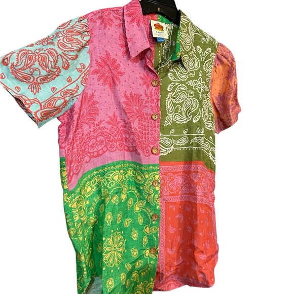 FARM Rio Tops - Farm x Anthropologie Surf Shirt Patchwork